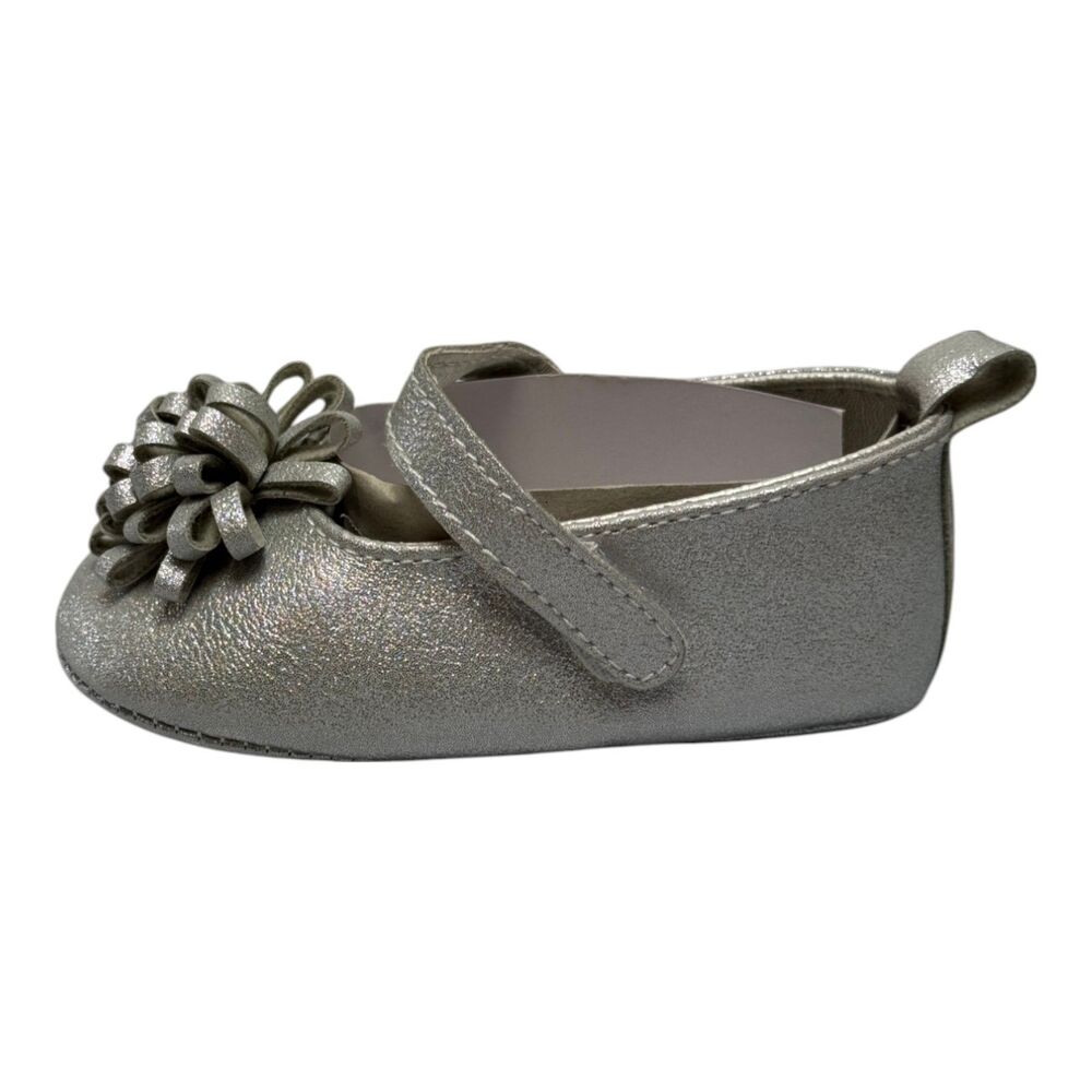 Laura Ashley LA16010 Baby / Toddler Girls Mary Jane Shoes Silver 9-12 Months NIB